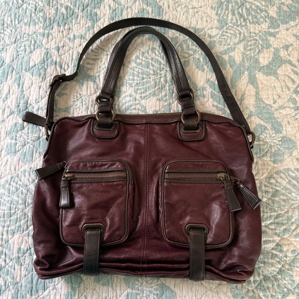 Coach Limited Edition 'Cambridge' Leather Zip Top Tote Satchel in Plum 14083